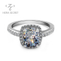 Factory supply chic cushion cut fancy yellow diamond ring women jewelry with CVD CZ Moissanite